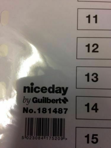 Niceday - A4 File Dividers - 15 numbered tabs with contents sheet - NEW (8635)
