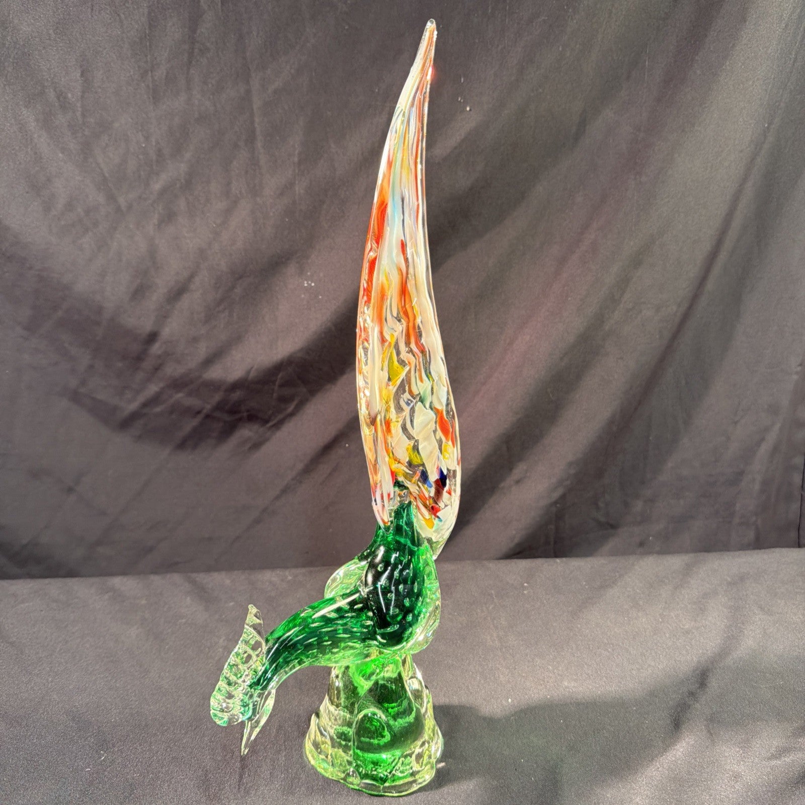 Murano pheasant incredible 45cm tall coloured glass Vintage - (2081)