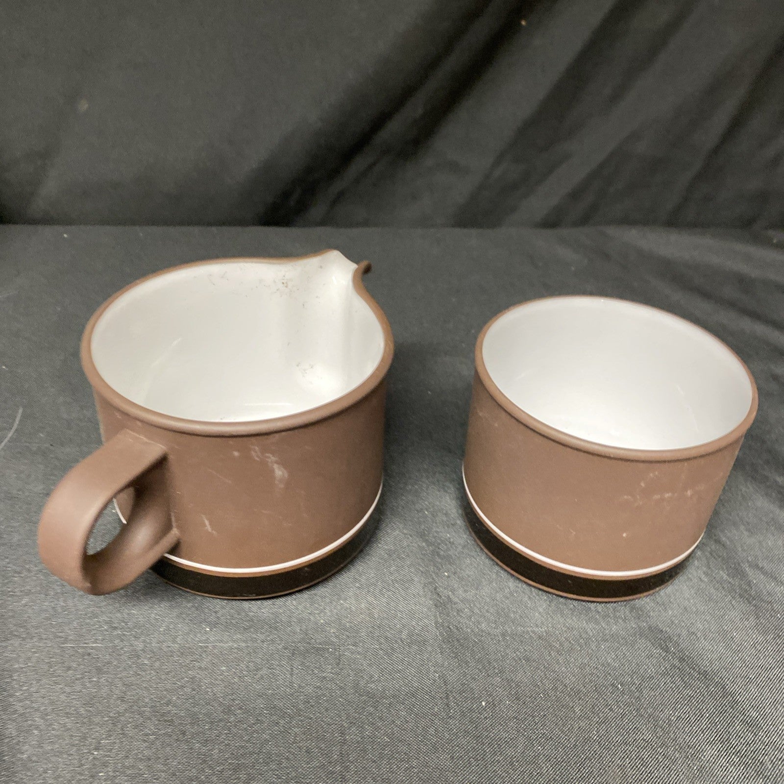 Hornsea CONTRAST Lancaster Vitramic England Milk Jug & Sugar Bowl 1976 (9289)