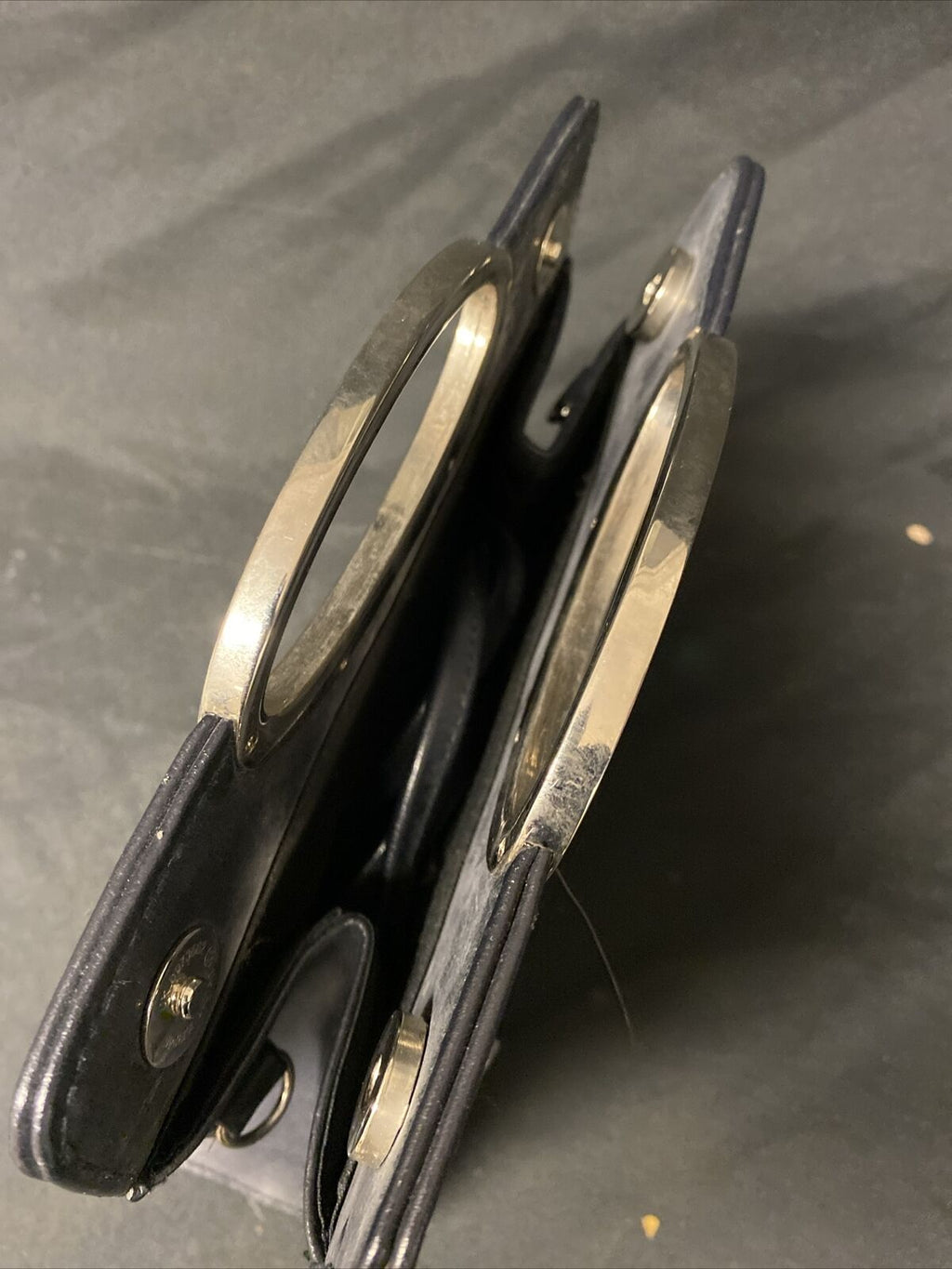 Vintage Jane Shilton Clutch Handbag Clubhouse midnight blue, metal handles (9146
