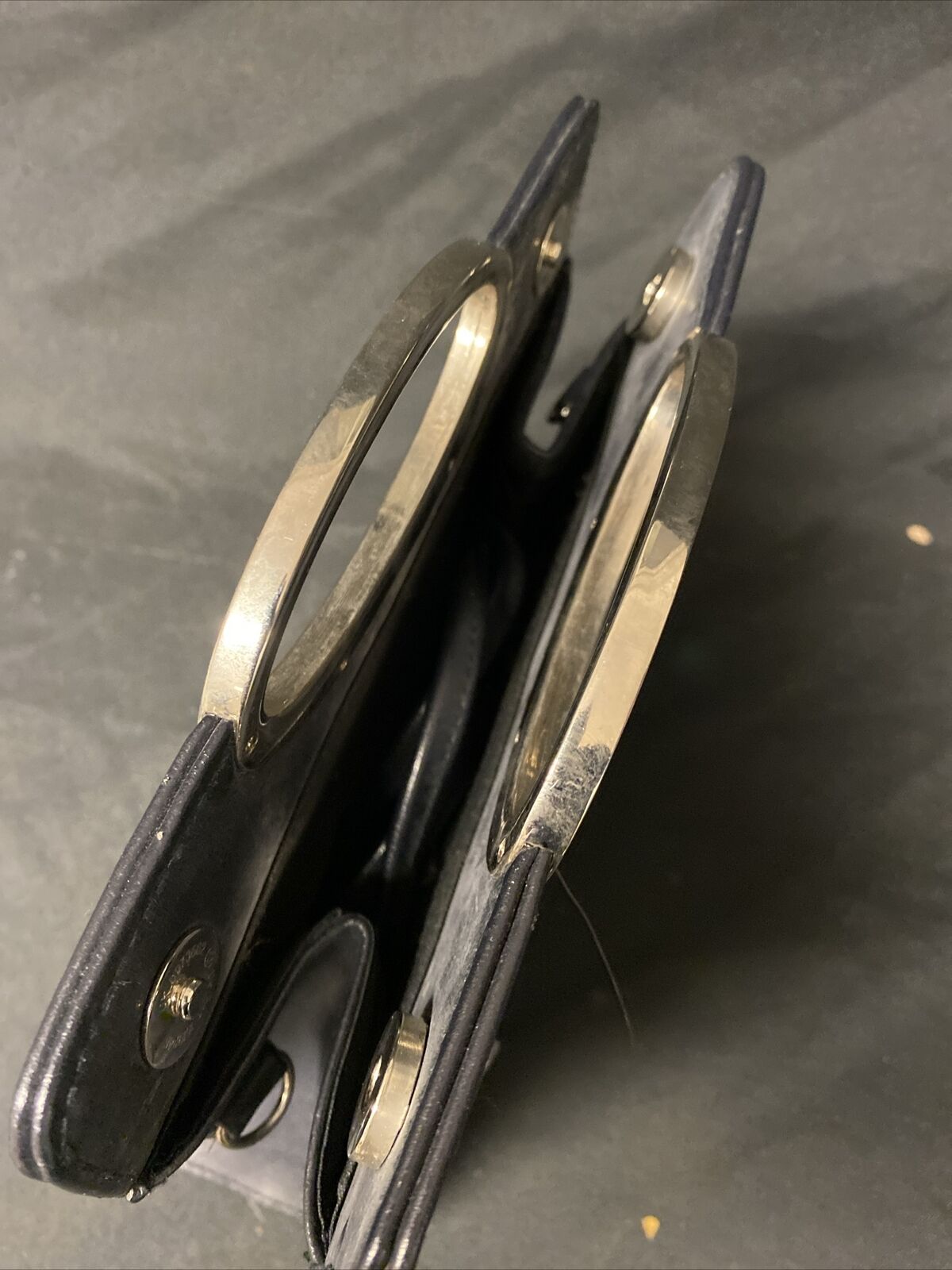 Vintage Jane Shilton Clutch Handbag Clubhouse midnight blue, metal handles (9146