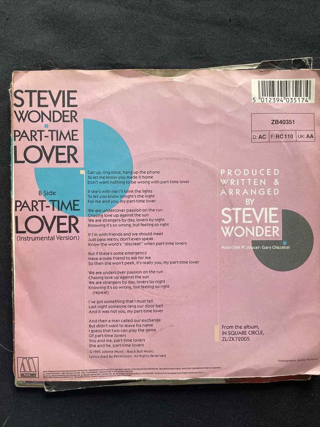 Vinyl Records 7" Singles 5 x 1980's Stevie Wonder 5 different singles - (9429)