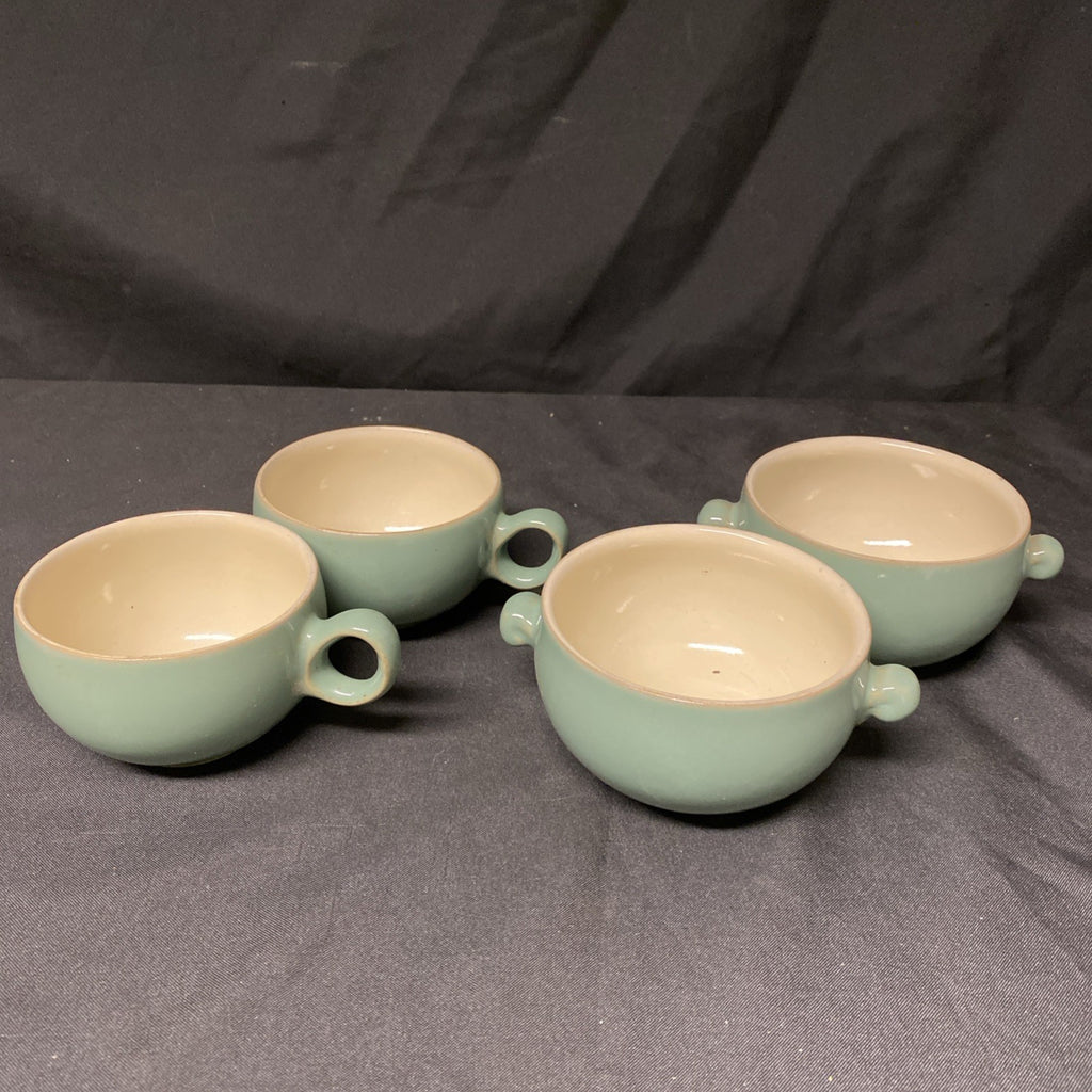 Denby Manor Green 2 x small soup and 2 x cups - (1746)