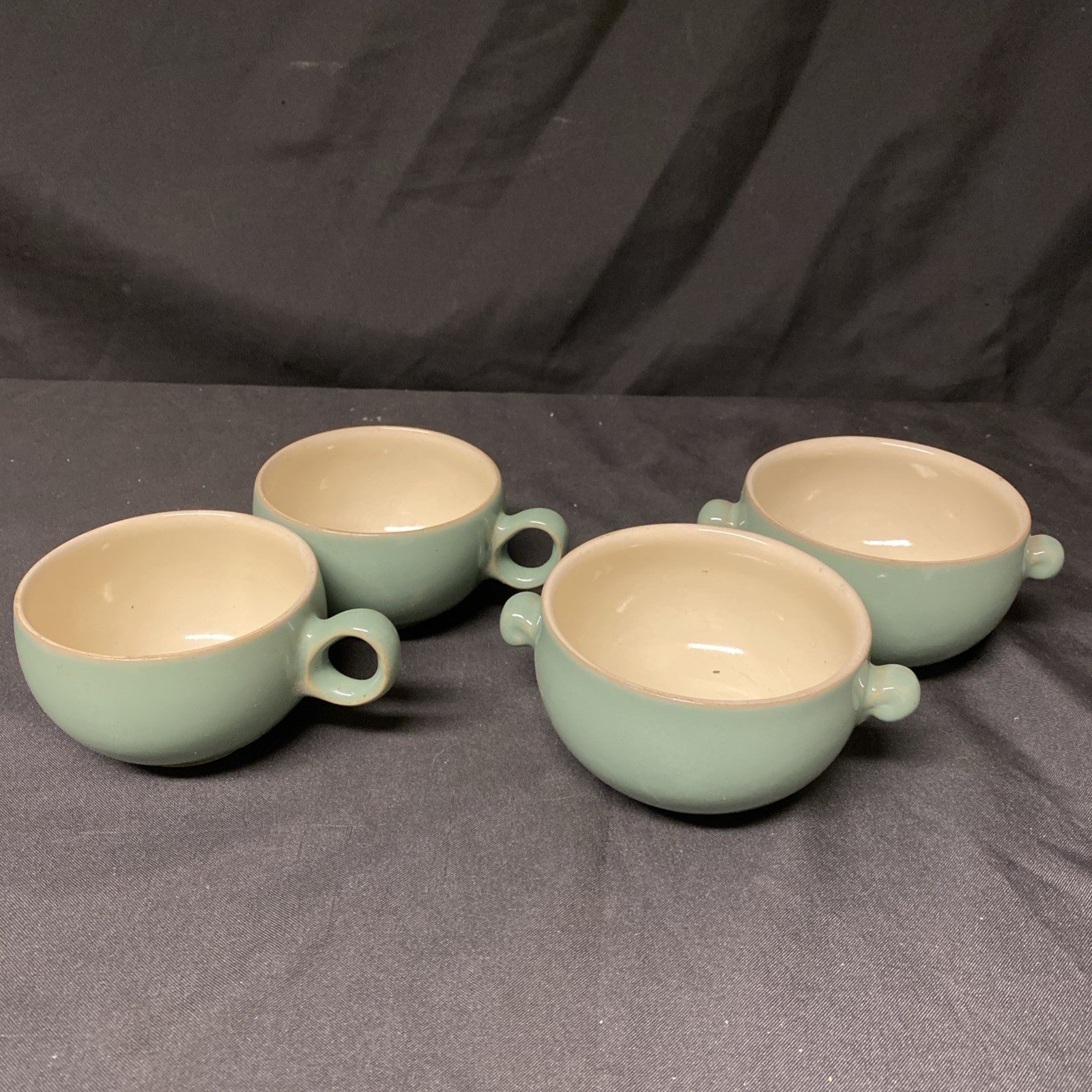 Denby Manor Green 2 x small soup and 2 x cups - (1746)