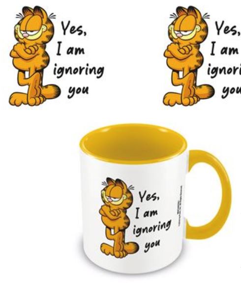 MUG Boxed Ceramic Coloured Inner - Garfield, Yes I am Ignoring You