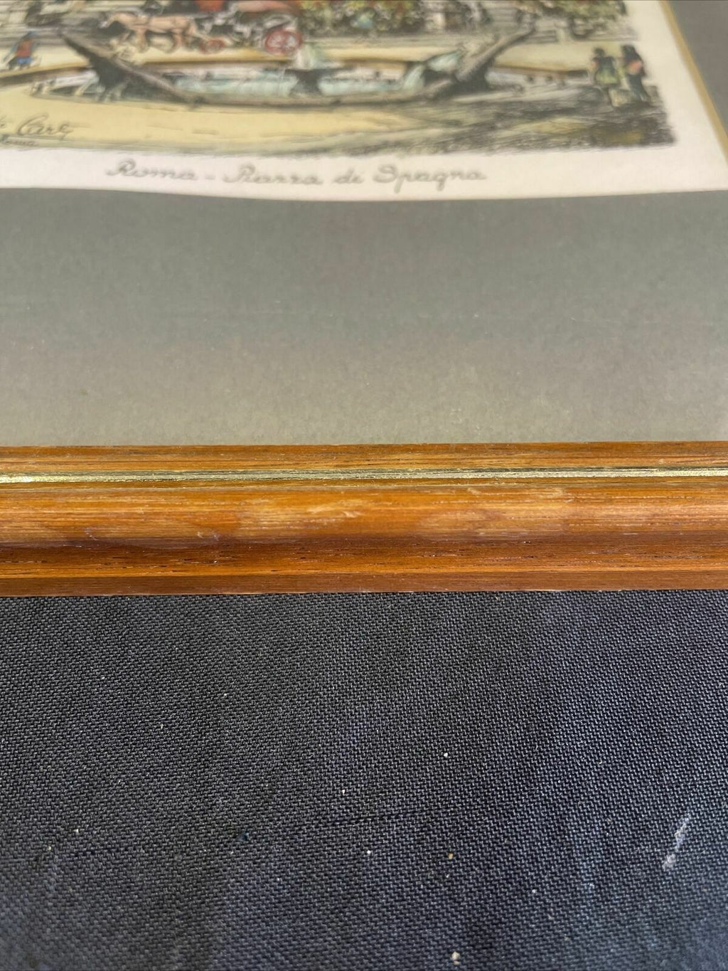 Vintage framed print of Roma Piazza Di Spagna Framed and matted - (8148)