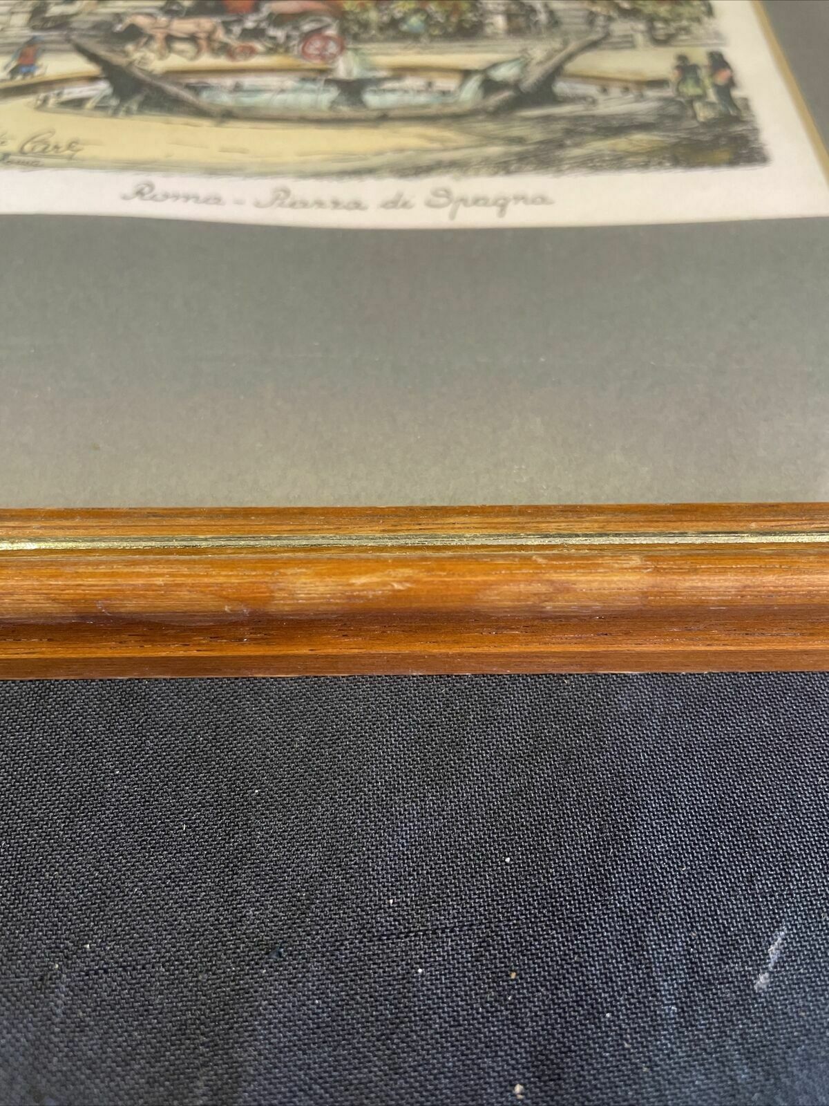 Vintage framed print of Roma Piazza Di Spagna Framed and matted - (8148)