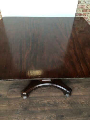 Antique Mahogany Very large square reception table on octagonal baluster column