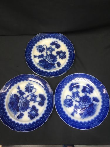 Thomas Dimmock & Co Kaolin Ware No 9 Stoneware Victorian x 3 plates 9" - (6672