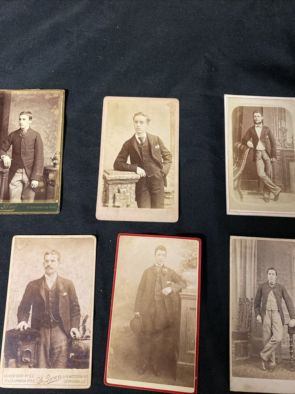Victorian Carte De Vista CDV's x 7 Features Gentlemen Standing London - (5444)