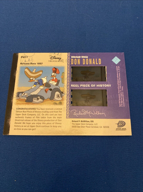 2003 Upper Deck Disney Treasures Don Donald Reel Piece Card PH11 (5778)