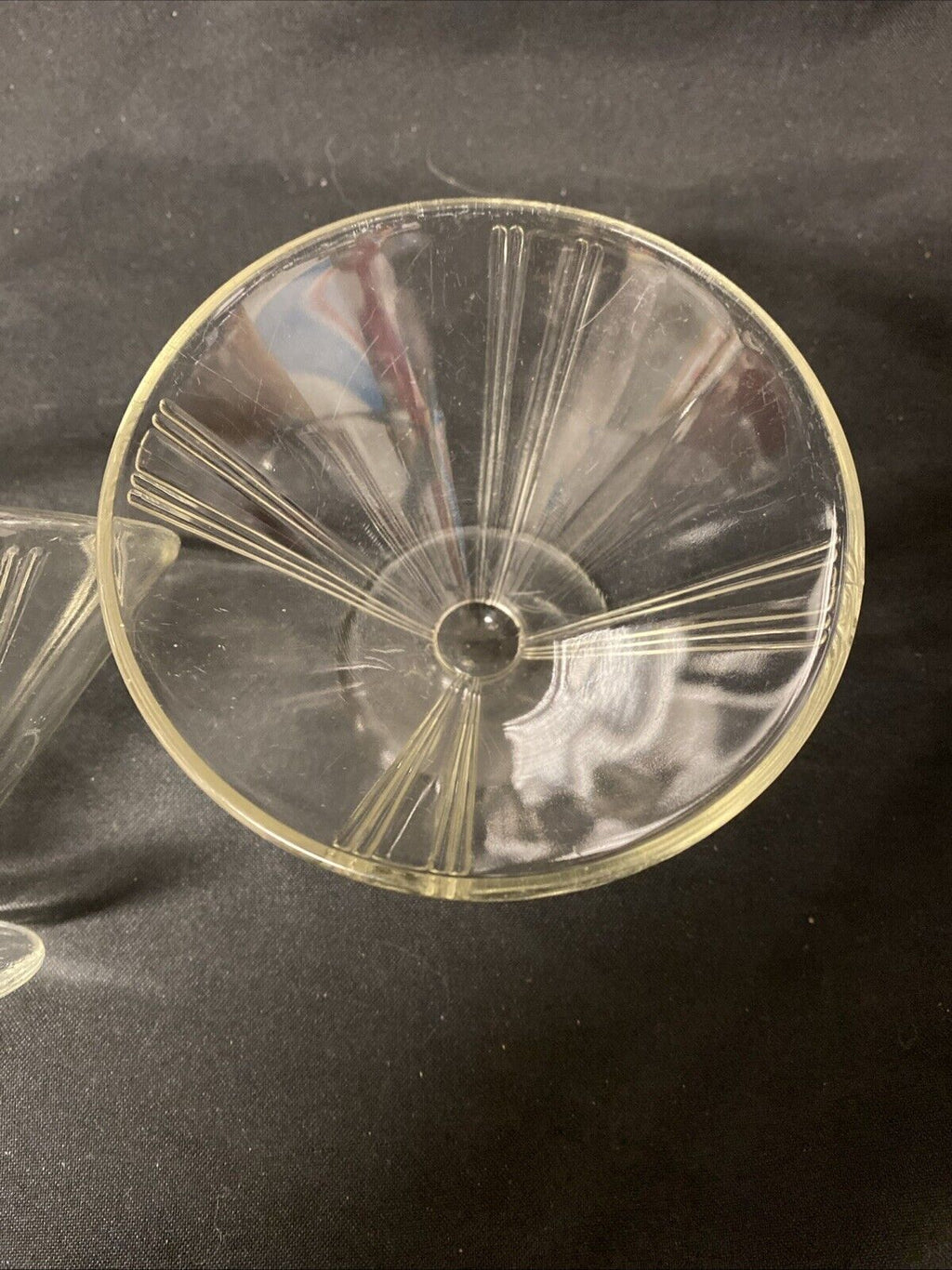 2 x 1930s Art Deco Clear Sundae icecream glass Dish - 7cm Tall, 10cm Diam (5497)