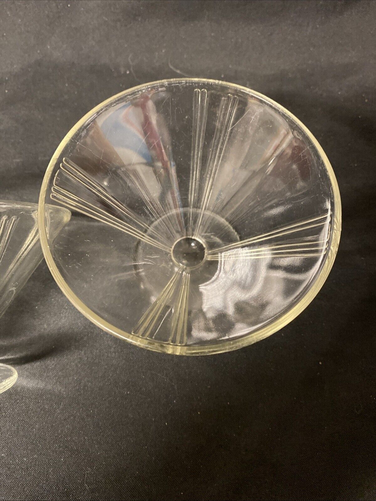 2 x 1930s Art Deco Clear Sundae icecream glass Dish - 7cm Tall, 10cm Diam (5497)