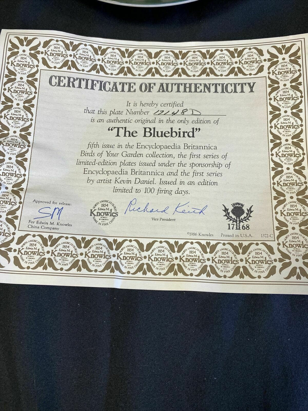 Knowles 1985 Birds in Your Garden Plates x 2 The Chickadee & The Bluebird (7835