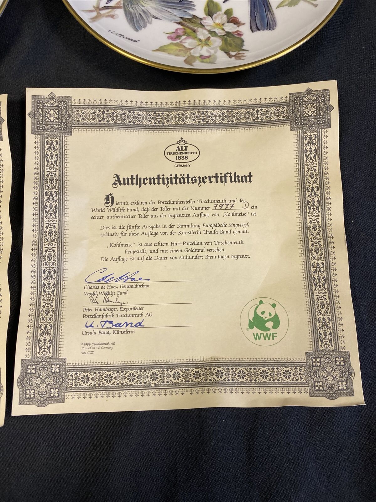 WWF Tirschenreuth Bands Songbirds Europe Plates x2 Bullfinch & Great Tit (7829