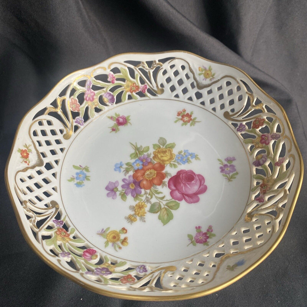 Schumann Arzberg Bavaria Germany Footed Bowl Porcelain Rose (9021)