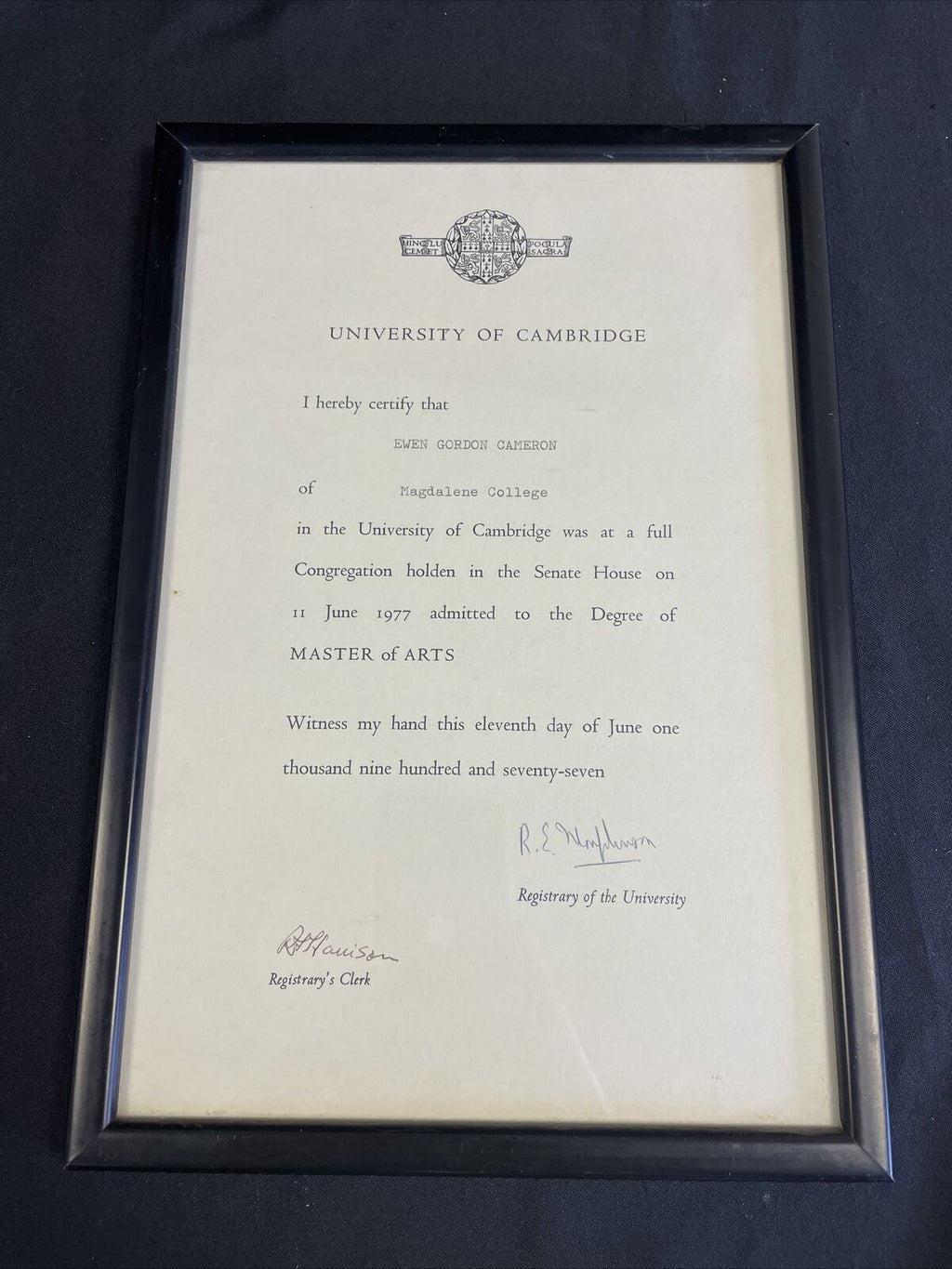 Memorabilia pertaining to Ewen Gordon Cameron Uncle to F/PM David Cameron (8230