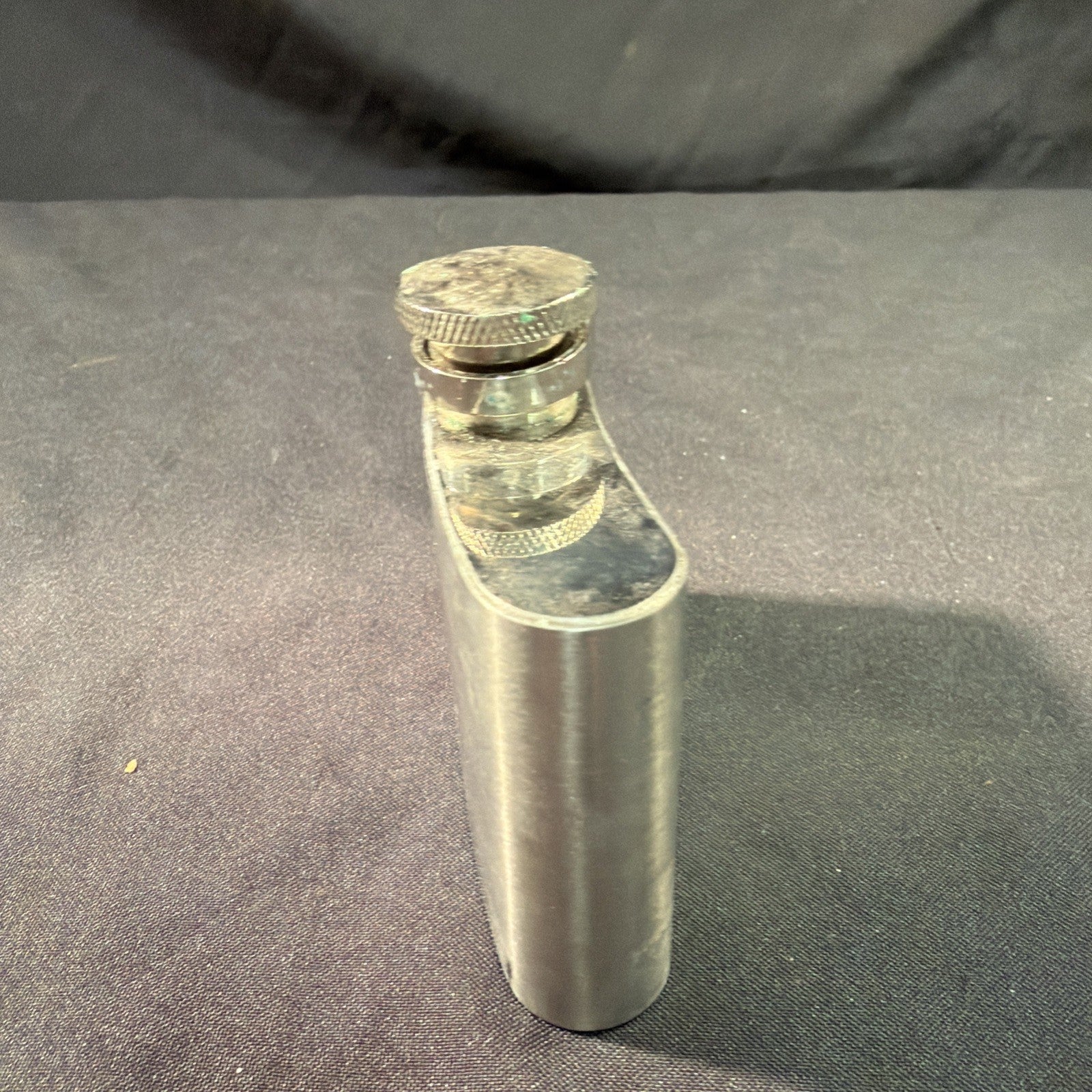 Vintage Hip Flasks 1 x Pewter round and 1 x Steel Kidney Shape - (2029)