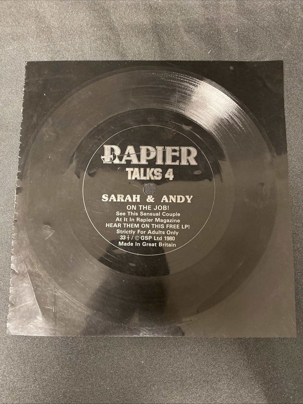 VINYL RECORD - Flexi Disc Rapier Adult Magazine Sarah & Andy on the Job - (1446)