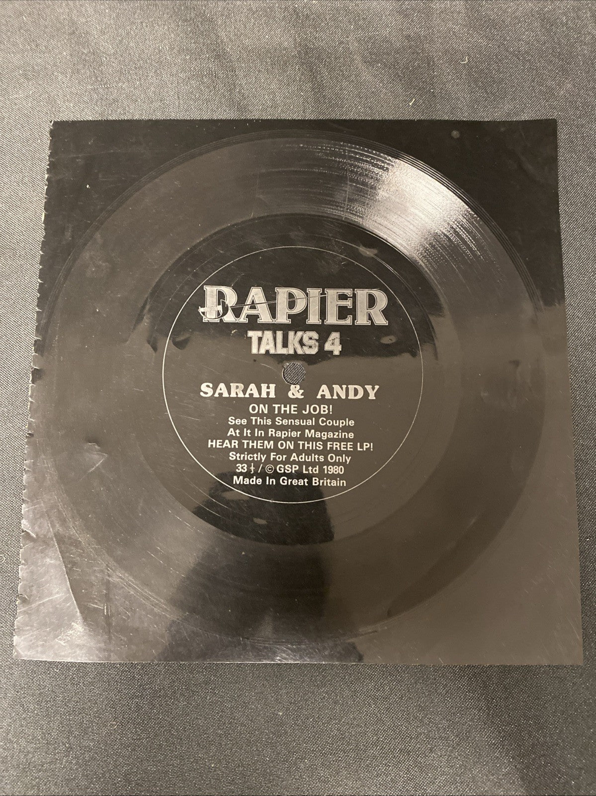 VINYL RECORD - Flexi Disc Rapier Adult Magazine Sarah & Andy on the Job - (1446)