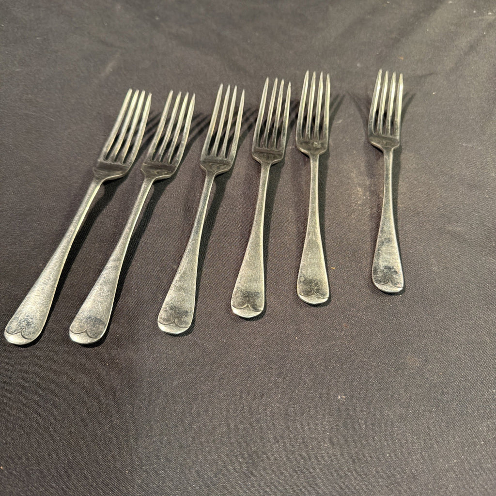 Amalgum Silver Forks x 6 VERY RARE Pinder Bros Stamped Amalgum - (2054)