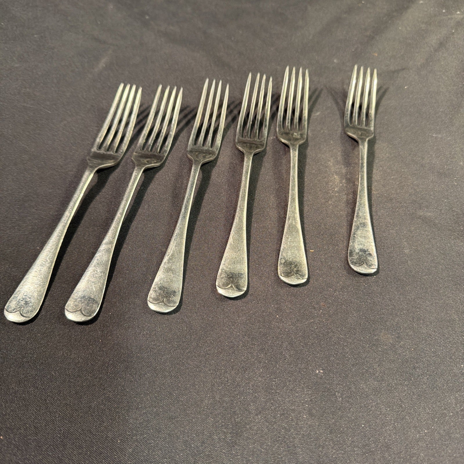 Amalgum Silver Forks x 6 VERY RARE Pinder Bros Stamped Amalgum - (2054)