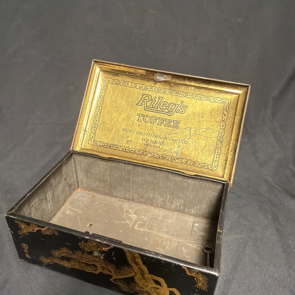 Rileys Toffee Tin Japanese Cloisonne style with key 1910 Edwardian - (1954)