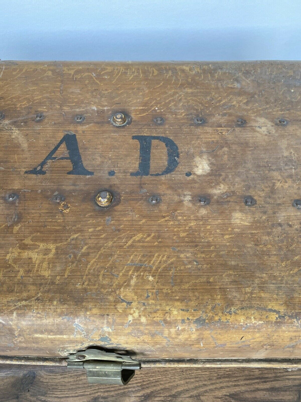 Vintage Large Metal Trunk Evans & Matthews Bull St. Birmingham - (6881)