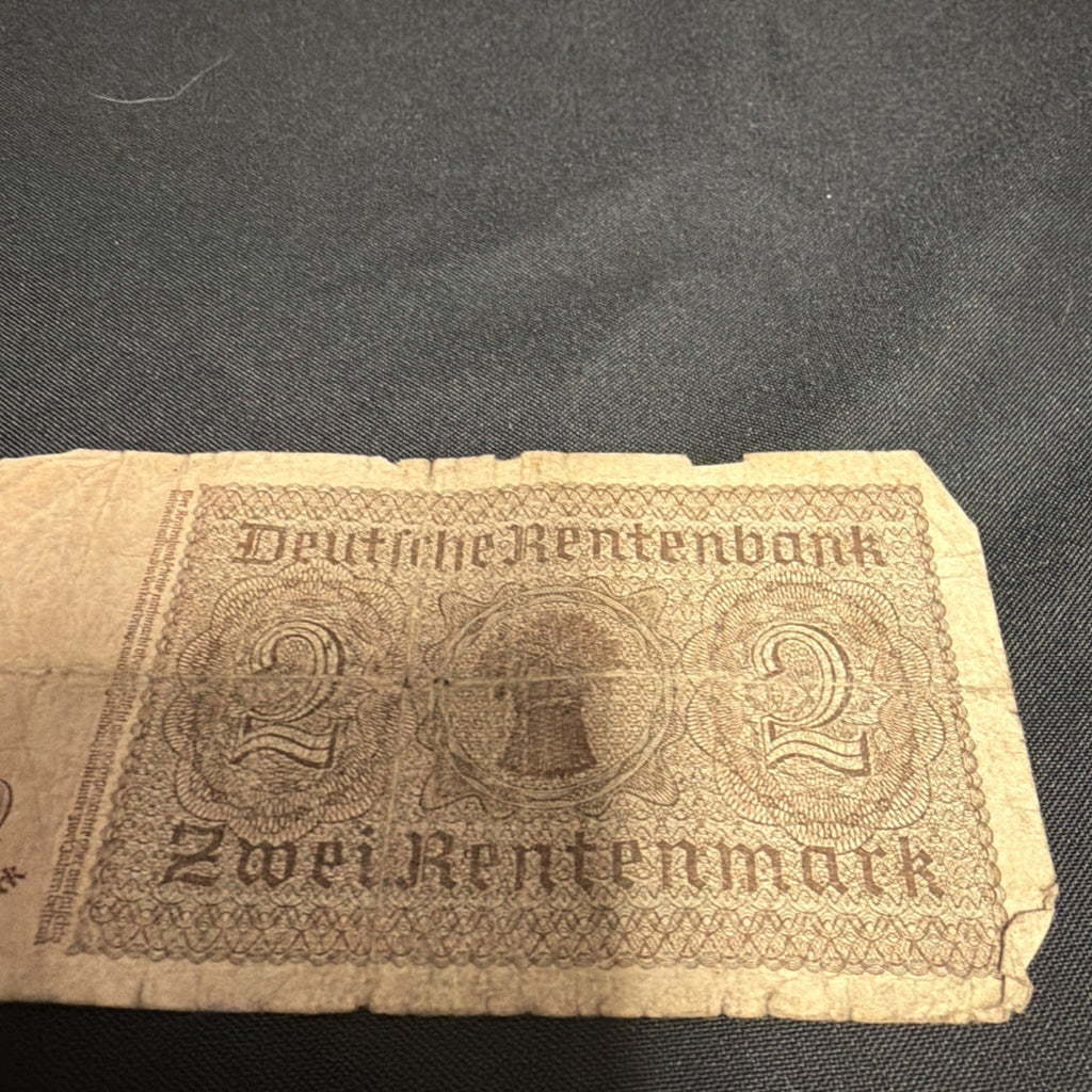 Bank Note Antique 2 Rentenmark Berlin 1937 German Banknote Circulated - (2320)