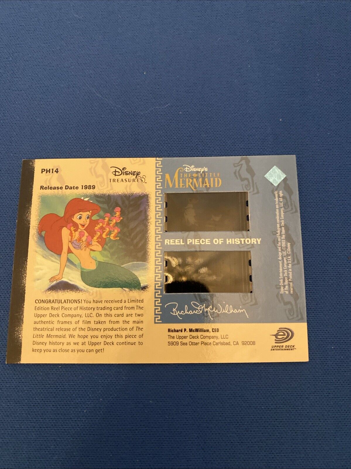 2003 Upper Deck Disney Treasures The Little Mermaid Reel Piece Card PH14 (5775)