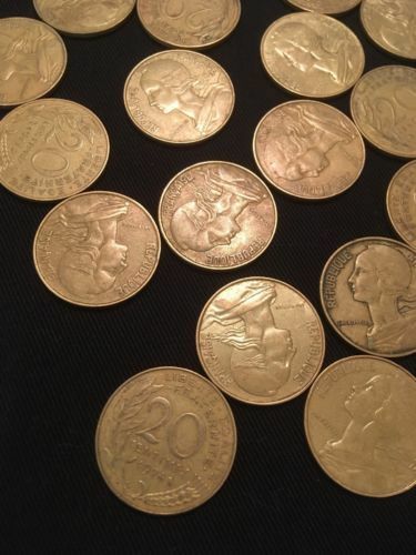 France 20 Centimes Coins Marianne x 23 - All 1970's - (2746)