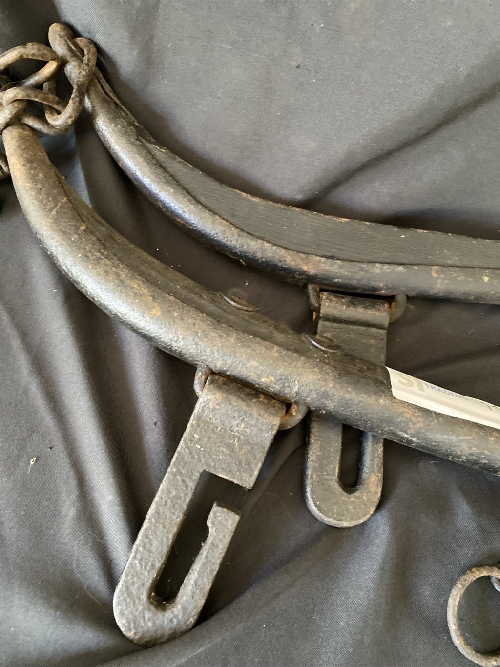 Antique PAIR Horse Tack Harness Hames Carriage Cart Wood Iron Wall Hanging