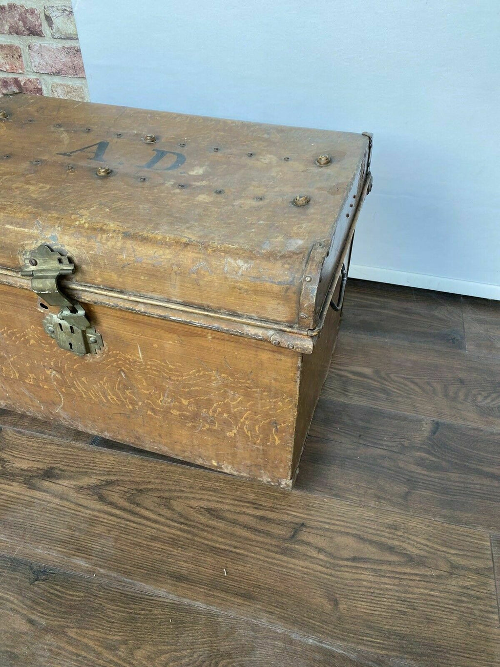 Vintage Large Metal Trunk Evans & Matthews Bull St. Birmingham - (6881)