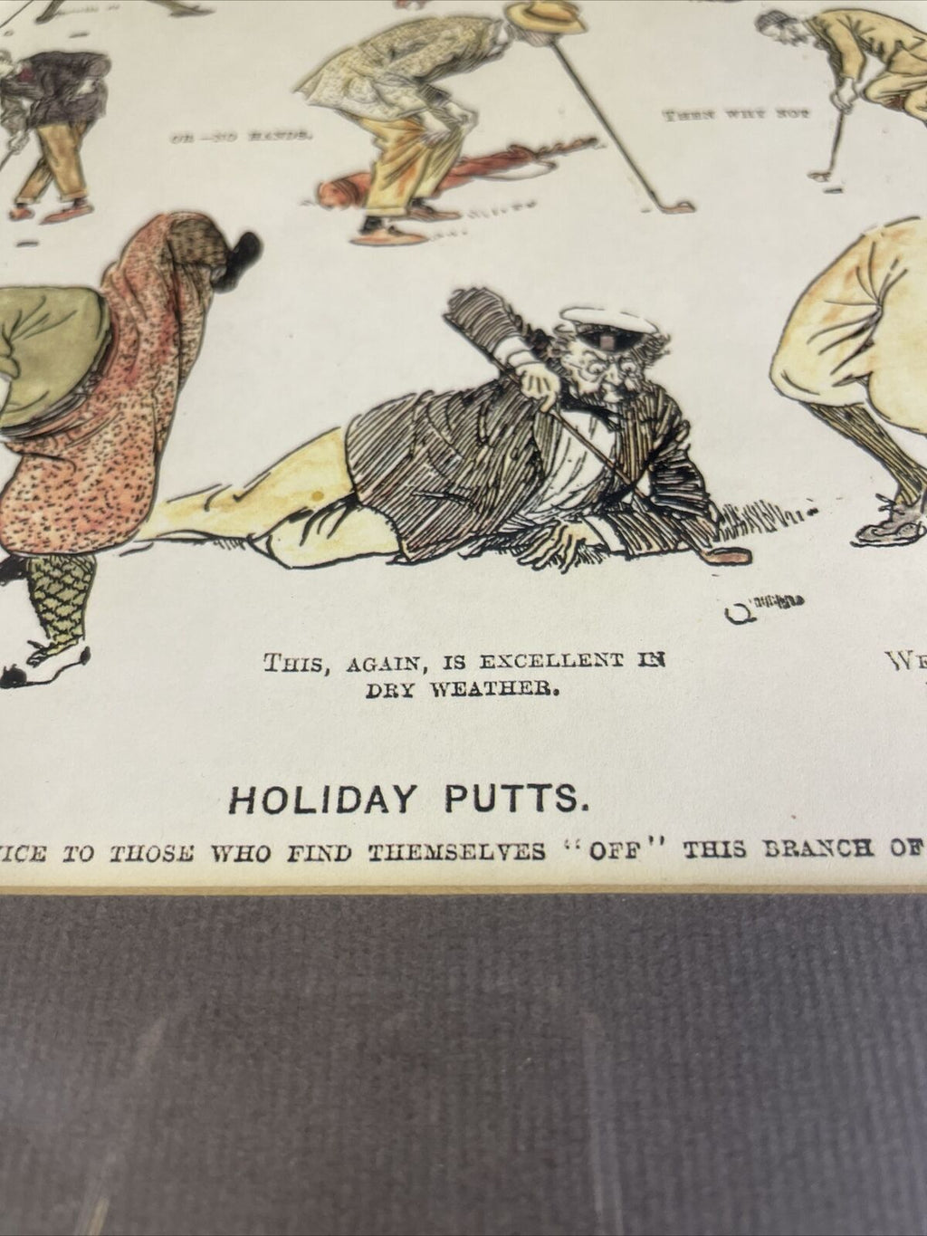 Vintage Print Holiday Putts by Mr Punch Framed Glazed 36cm x 31cm - (8139)