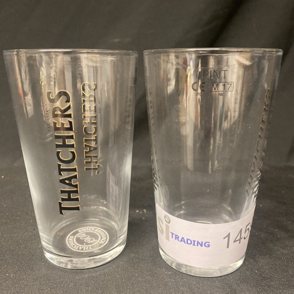 2X Thatchers design pint Glass Drinks Home Bar Pub Party (1459)