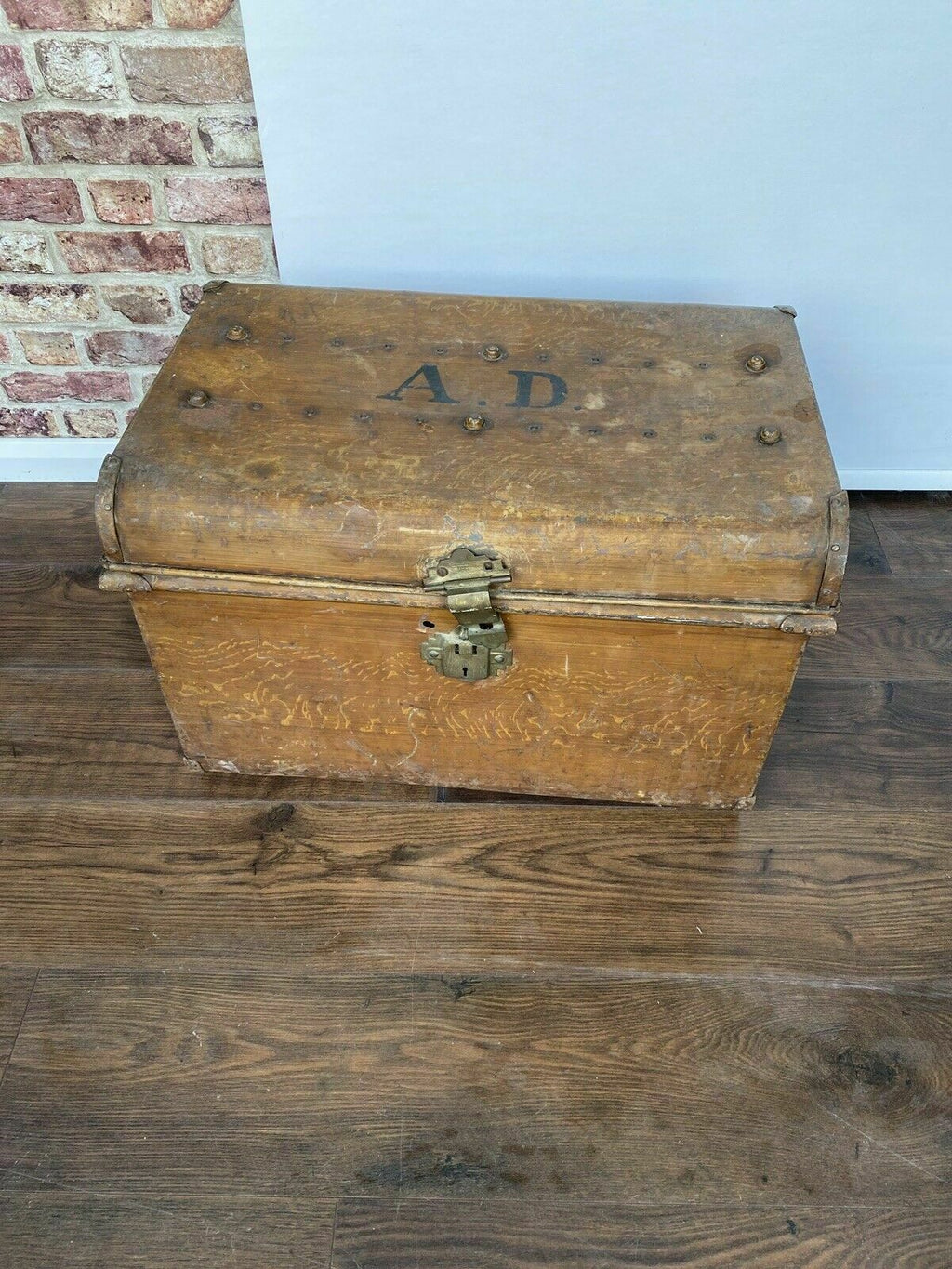 Vintage Large Metal Trunk Evans & Matthews Bull St. Birmingham - (6881)