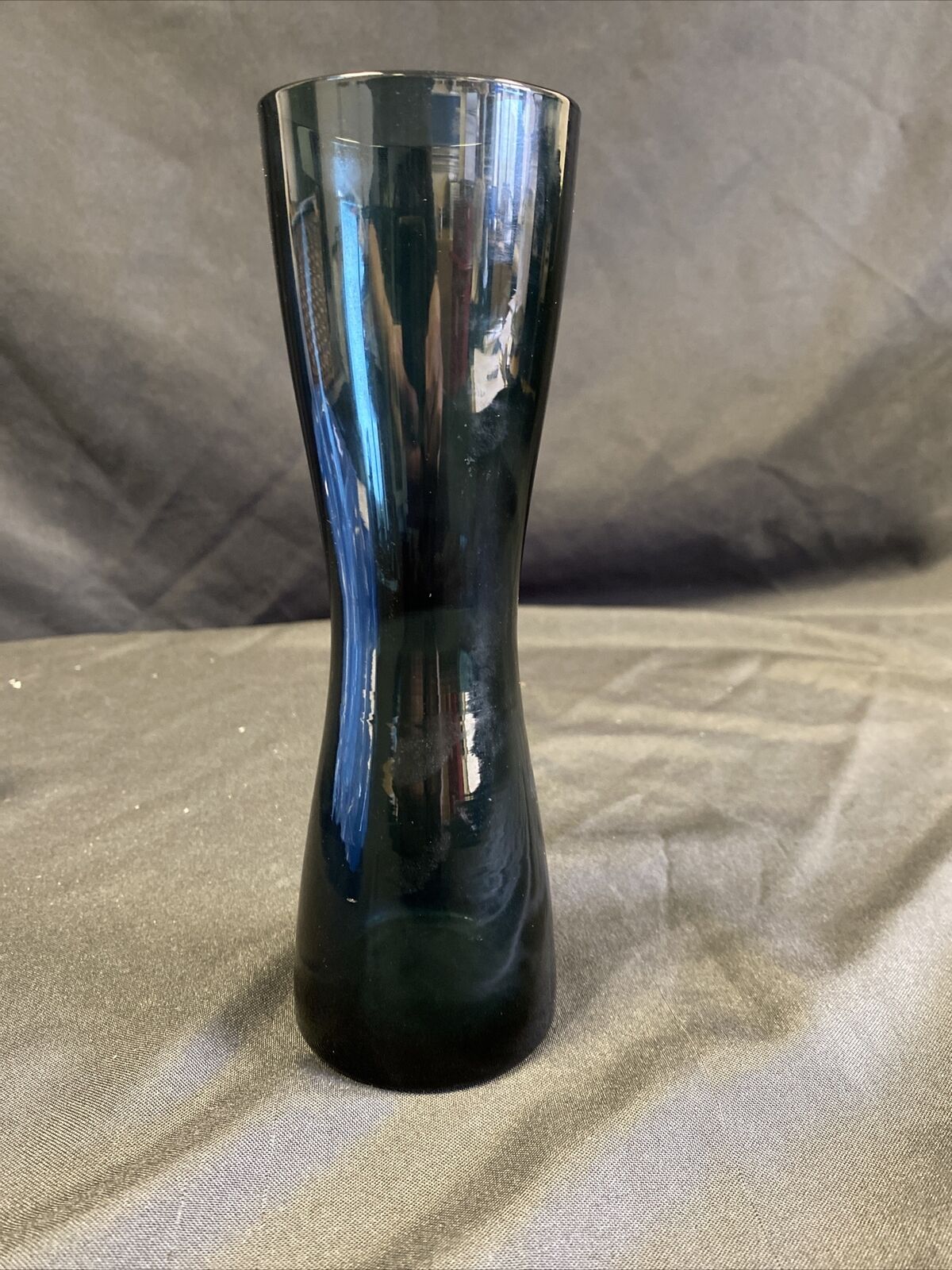 Retro 60's blue glass designer vase 20cm Tall perfect condition - (7740