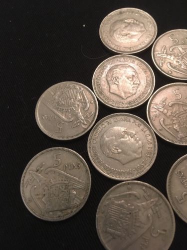 Spain Spanish 5 PTAS Pesetas Coins Eagle star Franco x 15 - 1957 - (2816)