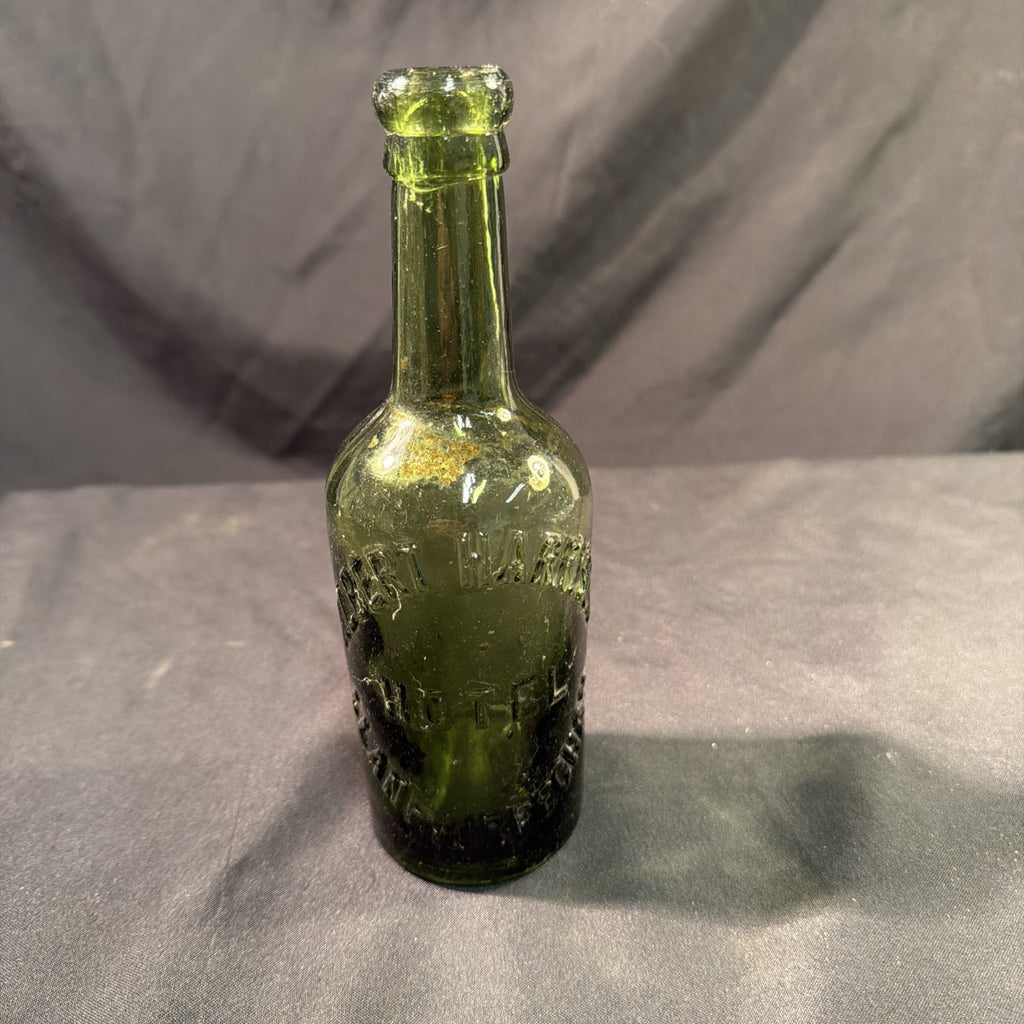 Antique Glass Bottle Albert Harrison Hotel Llanfairfechan Wales 20cm tall 1800's - (2012)