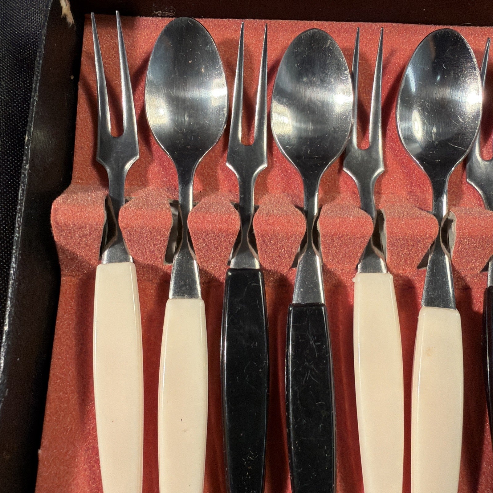 Vintage Cocktail Party Forks and Spoons set of 12 pieces Boxed - (2028)