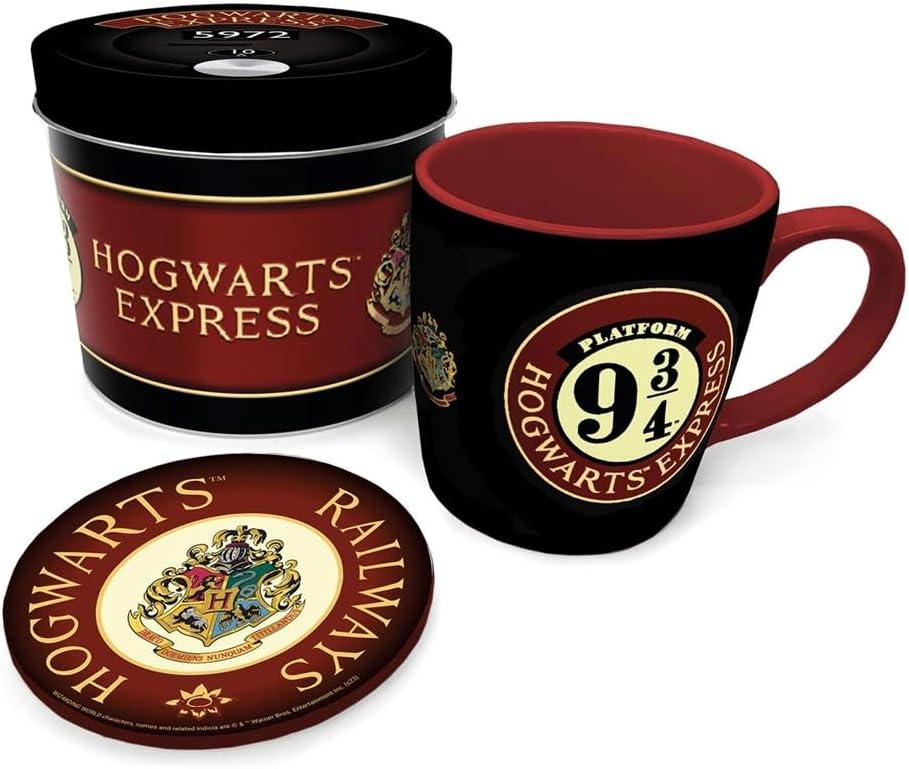 MUG & COASTER in Gift Tin - Harry Potter Colourful Crest Platform 9 3/4