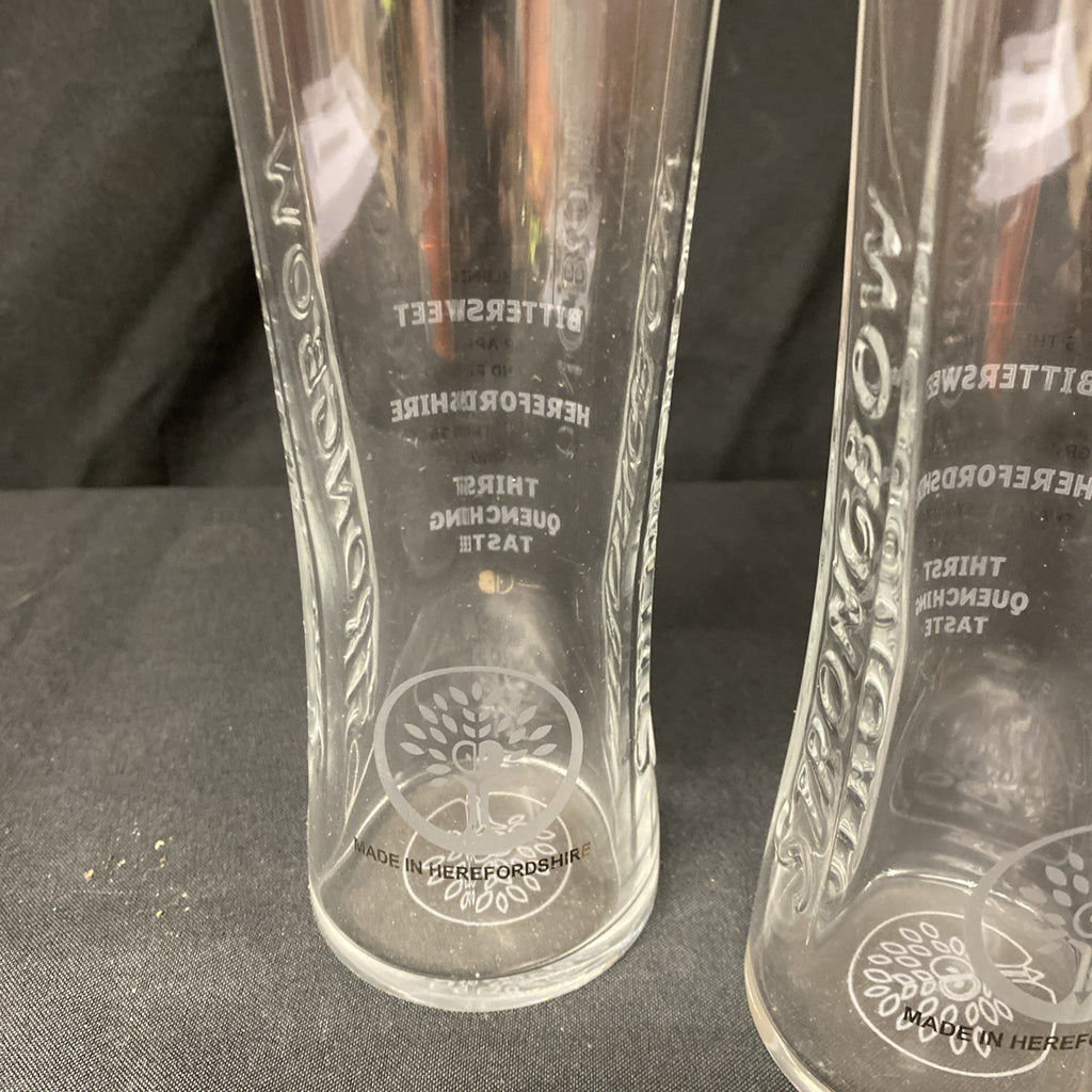 2X Strongbow Cider Pint Glasses Lager Cider Drinks Home Bar Pub Party (1341)