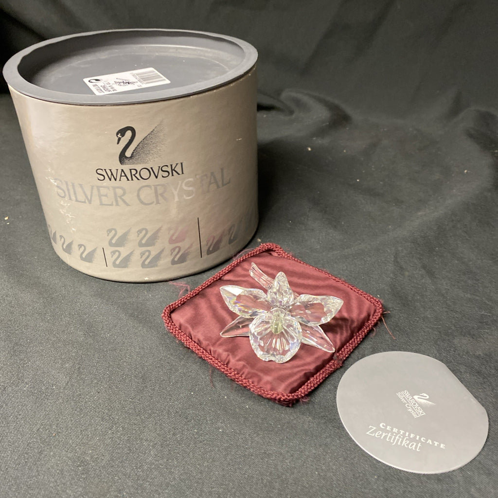 Swarovski Silver Crystal Orchid Flower Boxed Stunning - (1628)
