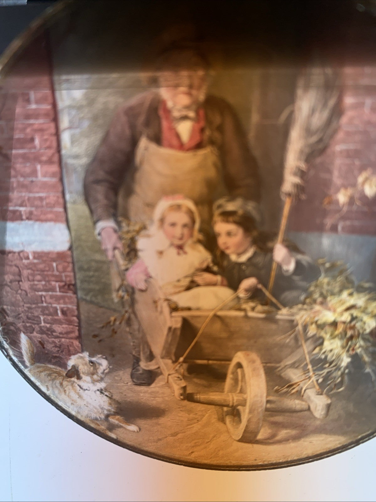 Magic Lantern Victorian Glass Round Handpainted Slide Ride in the barrow (1058)