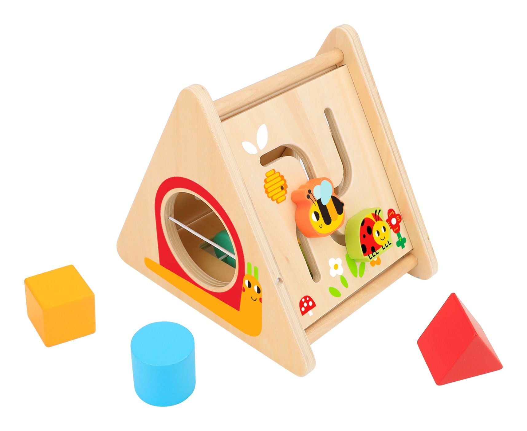 TOOKY TOYS - Wooden Activity and shape sorting triangle - Age 12 MThs +