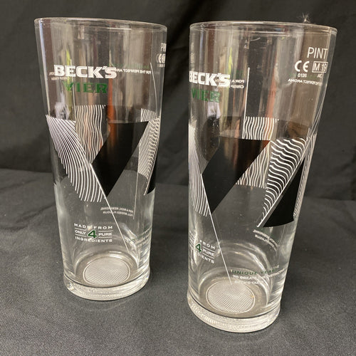 2X Becks Vier Pint Glasses Lager Beer Bitter Drinks Home Bar Pub Party -(1329)