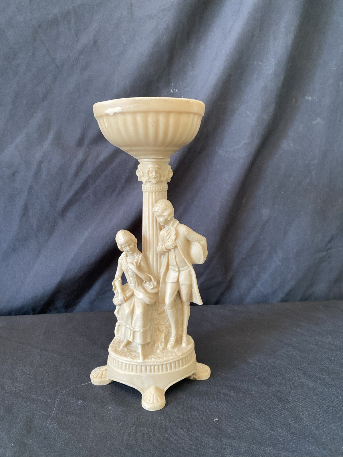 Vintage Resin J.B Reg Design Courting Couple Figure Candle Holder 1970's (1186)