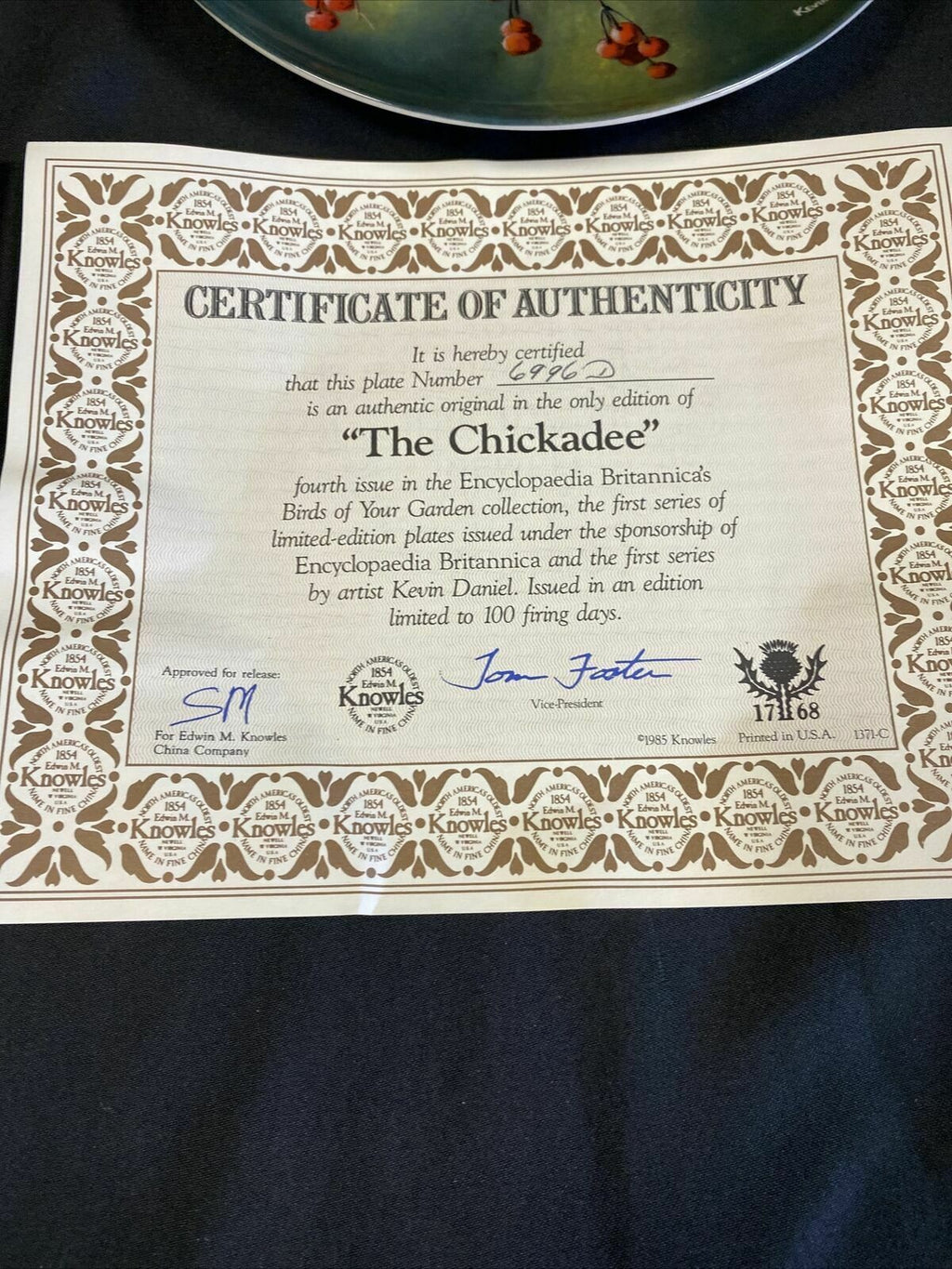 Knowles 1985 Birds in Your Garden Plates x 2 The Chickadee & The Bluebird (7835