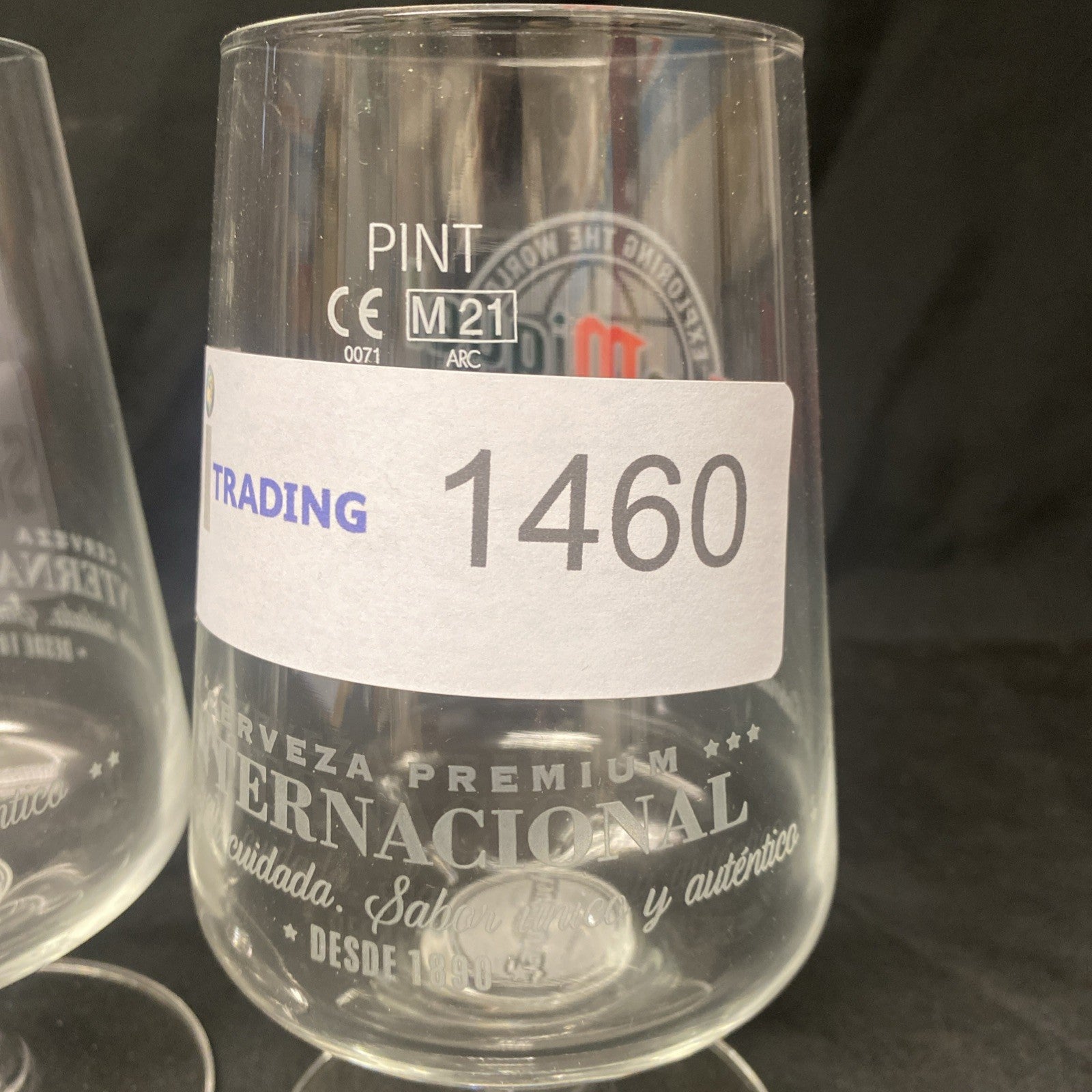 2X San Miguel Footed pint Glass Drinks Home Bar Pub Party (1460)