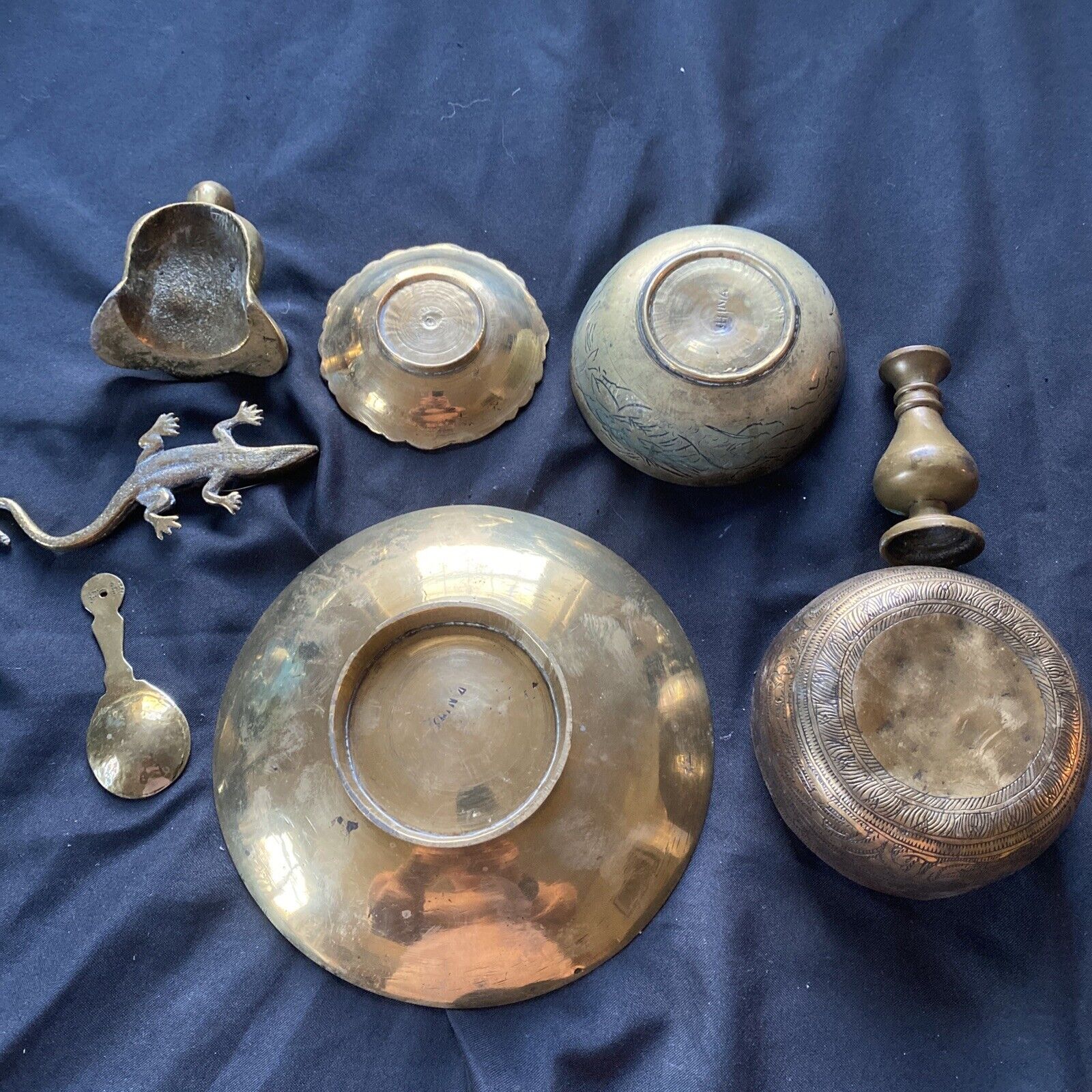 Antique Chinese Asian Brass Bronze collection Bowls ETC - (9607